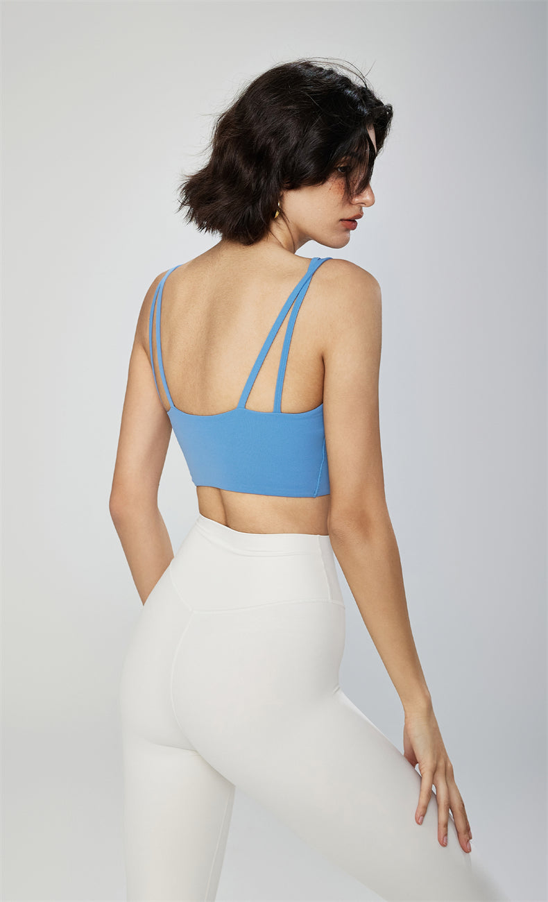 NUF Double Strap Yoga Bra with padded Thin strap Sports underwear Women's Beauty Back V-neck fitness Bra