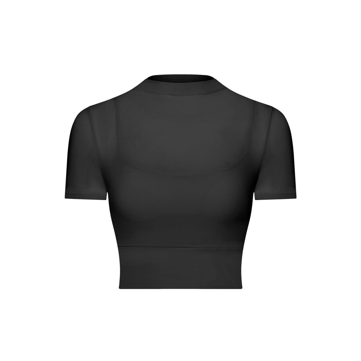 2024 fitness gauze yoga wear short sleeve with padded quick dry runing sports bra One cup wear top