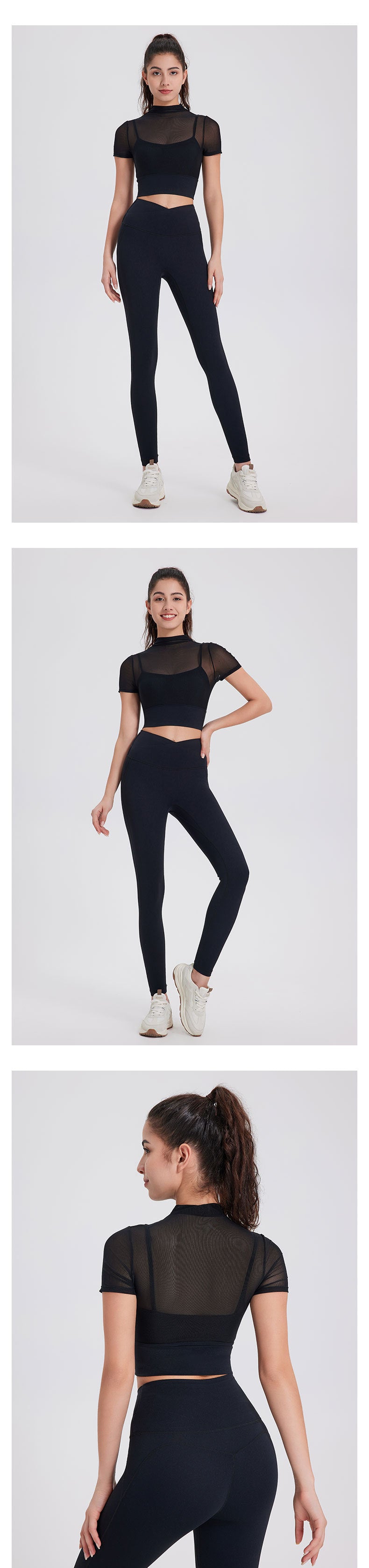 2024 fitness gauze yoga wear short sleeve with padded quick dry runing sports bra One cup wear top