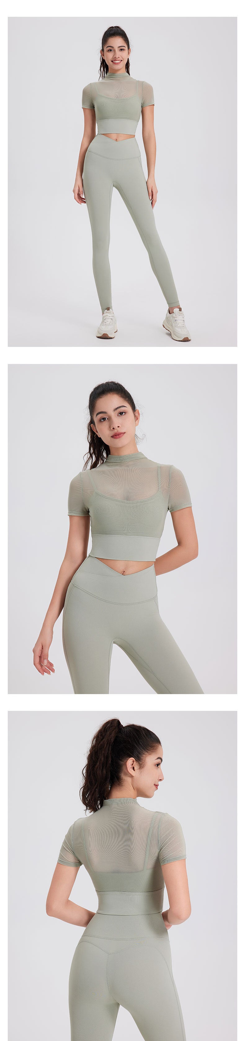 2024 fitness gauze yoga wear short sleeve with padded quick dry runing sports bra One cup wear top