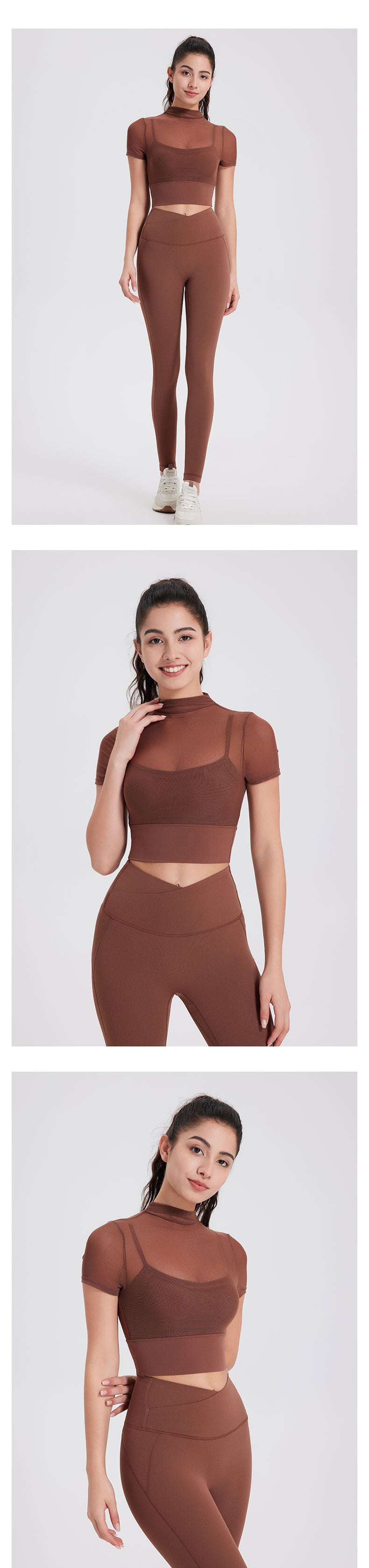 2024 fitness gauze yoga wear short sleeve with padded quick dry runing sports bra One cup wear top