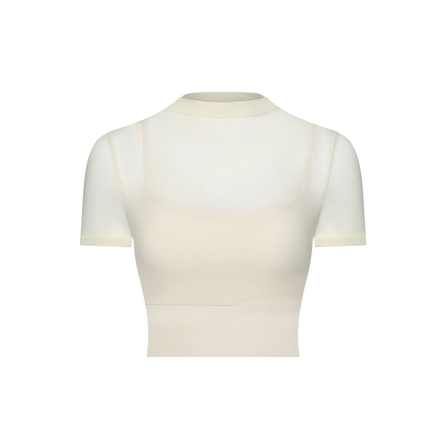 2024 fitness gauze yoga wear short sleeve with padded quick dry runing sports bra One cup wear top